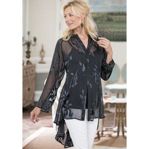 Soft Surroundings Silk Convertible Shirt and Cami 3X